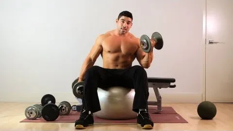 Swiss Ball Bicep Curl
